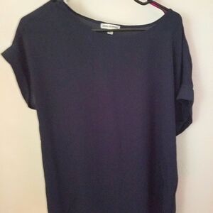 Zenana Outfitters Navy Blue Sheer Top. Size Large